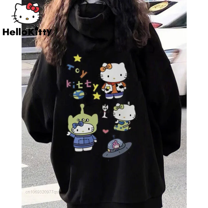 

Sanrio Hello Kitty Casual Sports Tennis Street Hooded Pullovers Soft Cotton Warm Hoodies Women Autumn Winter Students Clothes