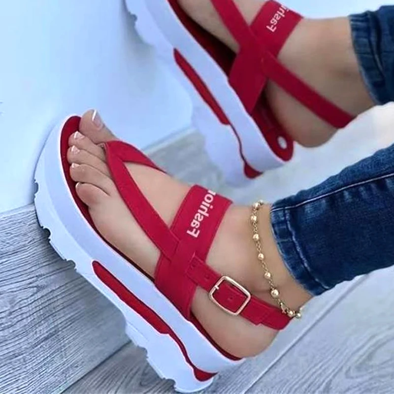 

Summer Platform Ladies Sandals Wedge Solid Color Flip Flops Fashion Female's Sandals Outdoor Light Casual Woman's Roman Sandals