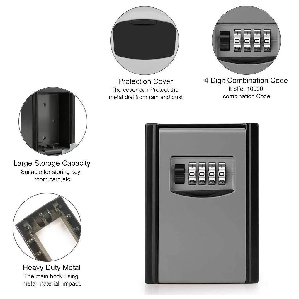 

Key Jewelry Case Coin Tray Aluminum Alloy 4-digit Safe Box Container
