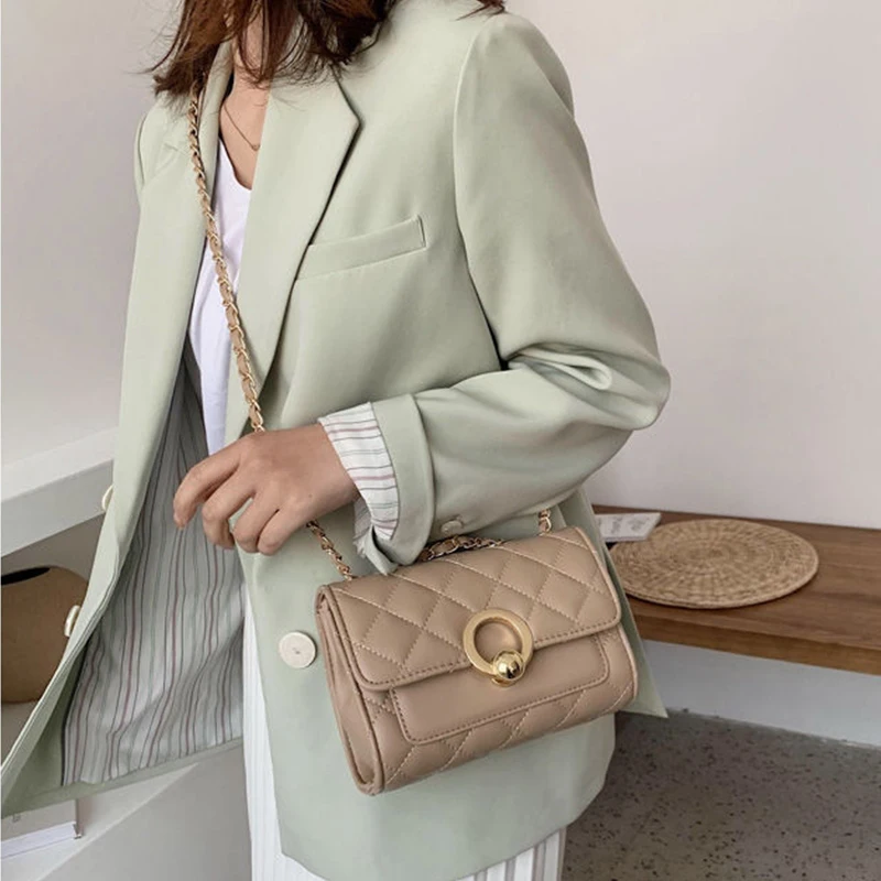 Women's Bag 2022 New Embroidery Cross Body Bag ins Tidy One Shoulder Small Fragrant Rhombic Chain Bag