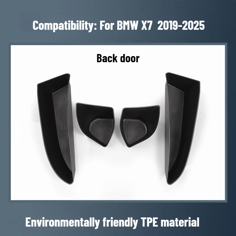 

Подходит для BMW X5 G05/X7 G07 2019-2025, ящики для хранения боковых дверей автомобиля, 4 шт., лоток для хранения панели передней двери из ТПЭ, аксессуары для хранения