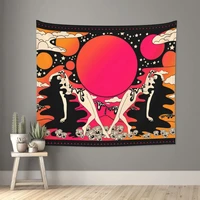 ladies at sunset tapestry bohemian polyester wall hanging trippy psychedelic room decoration beach mat witchcraft blanket