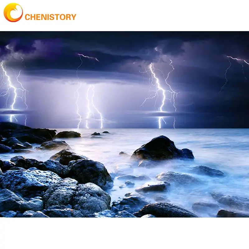 

CHENISTORY 5D Diy Diamond Dark Cloud Lightning Scenery Crafts Kit Diamond Painting Embroidery Full Square Round Mosaic New Arriv