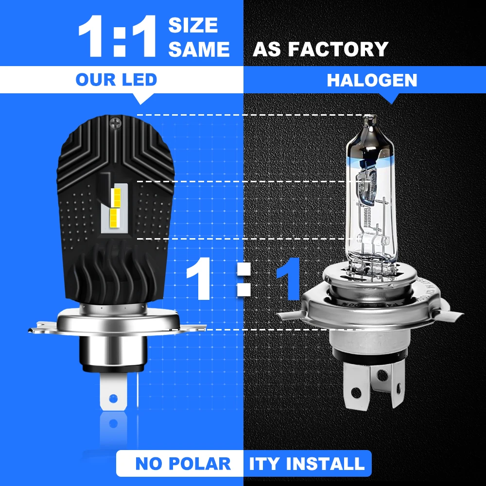 

1Pcs H4/9003/HB2 Car LED Headlights LED Car Light Bulb Accessories Motorcycle Headlights 6000K 12V 24V 18W 2000LM