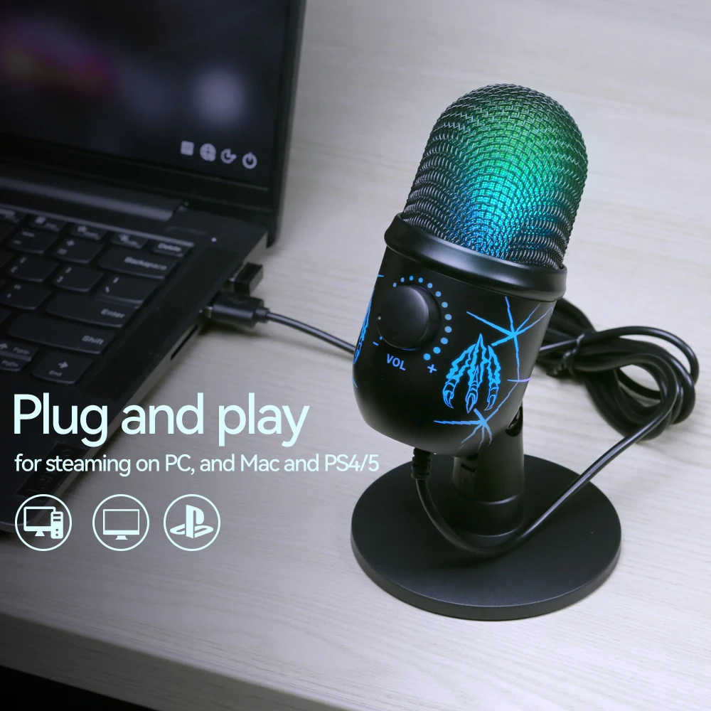 USB-микрофон игровой для подкастов, конденсаторный настольный микрофон ...