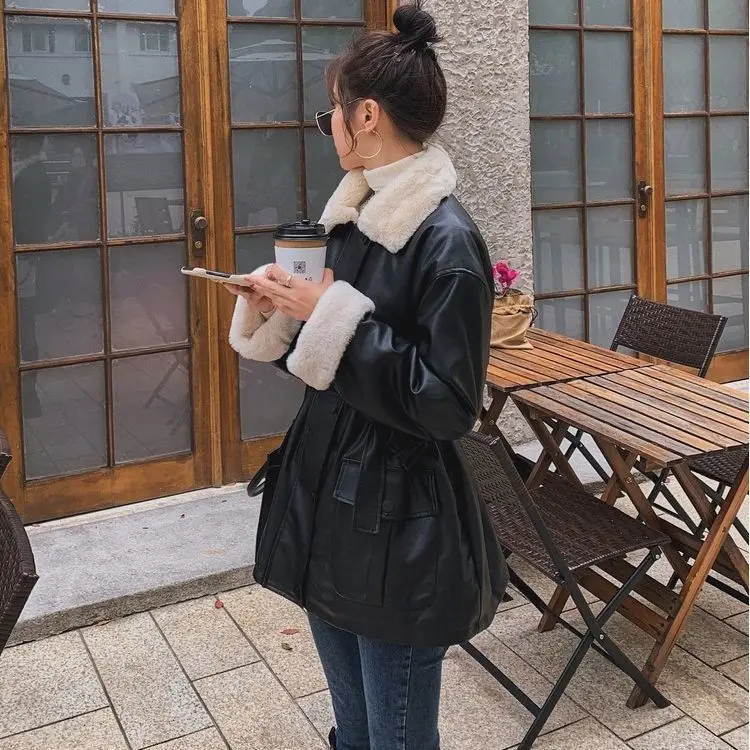 Jackets for Women 2022 Women Leather Jacket Women Motorcycle Coats Vintage Leather Jacket Women Leather Jacket Korean Long Coat