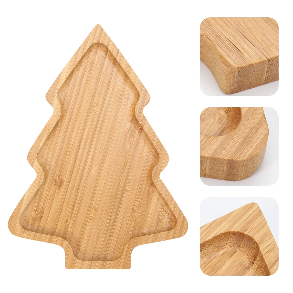 

Cartoon Christmas Plate Snack Container Holiday Tree Shaped Party Bamboo Home Dish