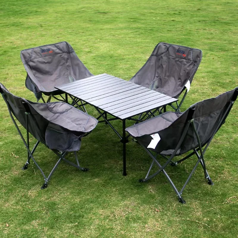 

High quality Outdoor Folding metal fishing Camping Picnic dining Table with chair set