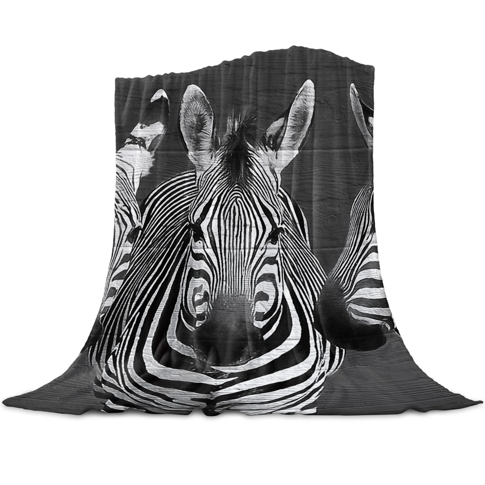 

Flannel Throw Blanket Soft Lightweight Warm Cozy Kid Adult Travelling Camping Gift Animal Zebra Black and White Stripes Pattern