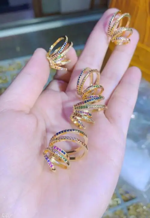 

1pcs Rings Zircon Jewelry Ring Layer Metal Accessories Jewelrys For Women Adjustable fh5f