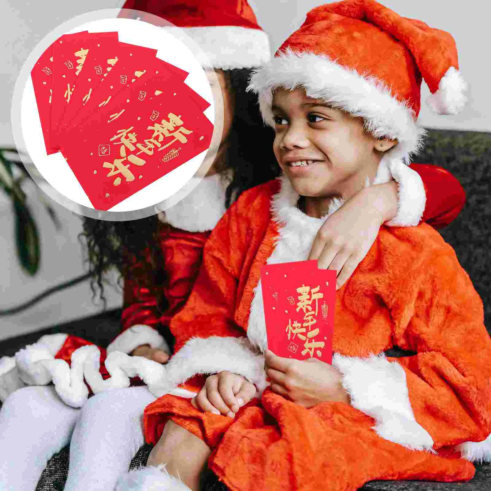 

6 Pcs Chinese Red Envelope Money Pouch Wedding The Vei Envelopes Paper New Year Pattern Packets