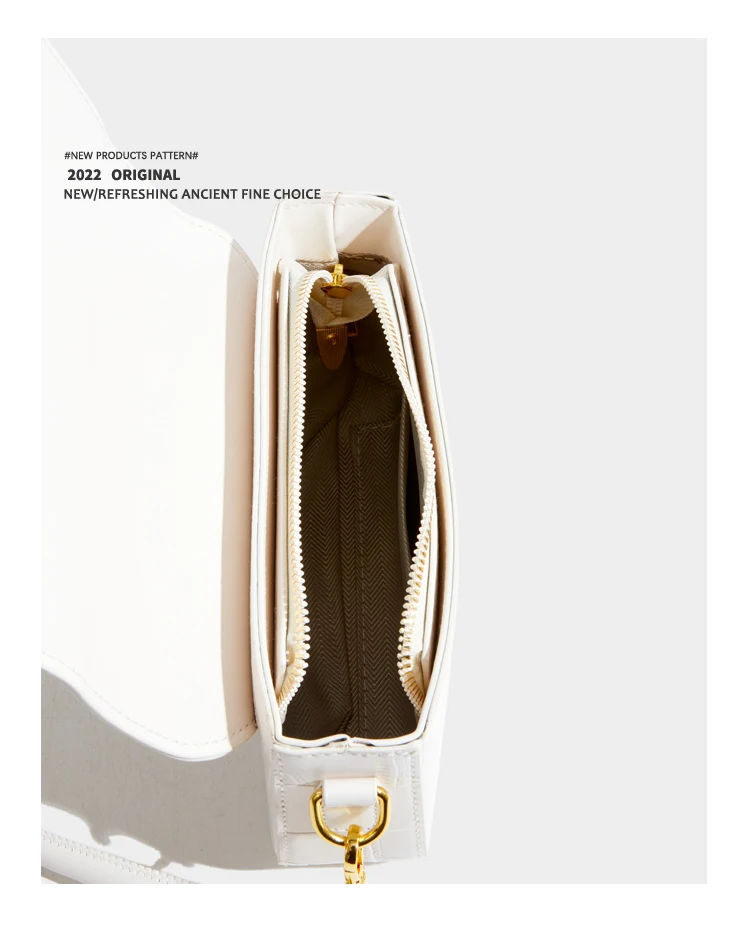 Elmsk 2022 French Style Fashion Elegant Messenger Bag Women Office Lady Chain Gold Buckle Leather Armpit Bag