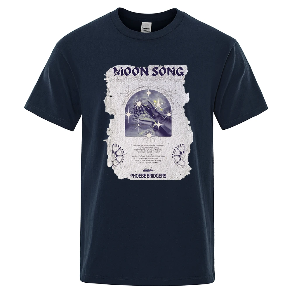 

Moon Song Vintage Newspaper Style Man T-Shirt Hip Hop Short Sleeve Loose Tee Clothes Breathable Oversize Brand Tshirt Cotton Men
