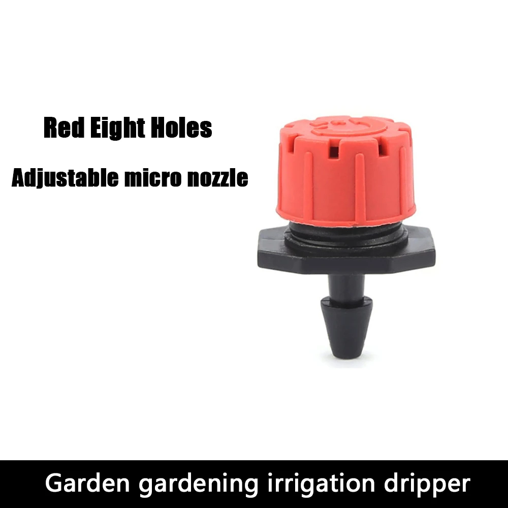 

10PCS Gardening Adjustable Irrigation Sprinkler Little Red Riding Hood Micro Dripper Red Eight Hole Adjustable Flow Micro Drippe