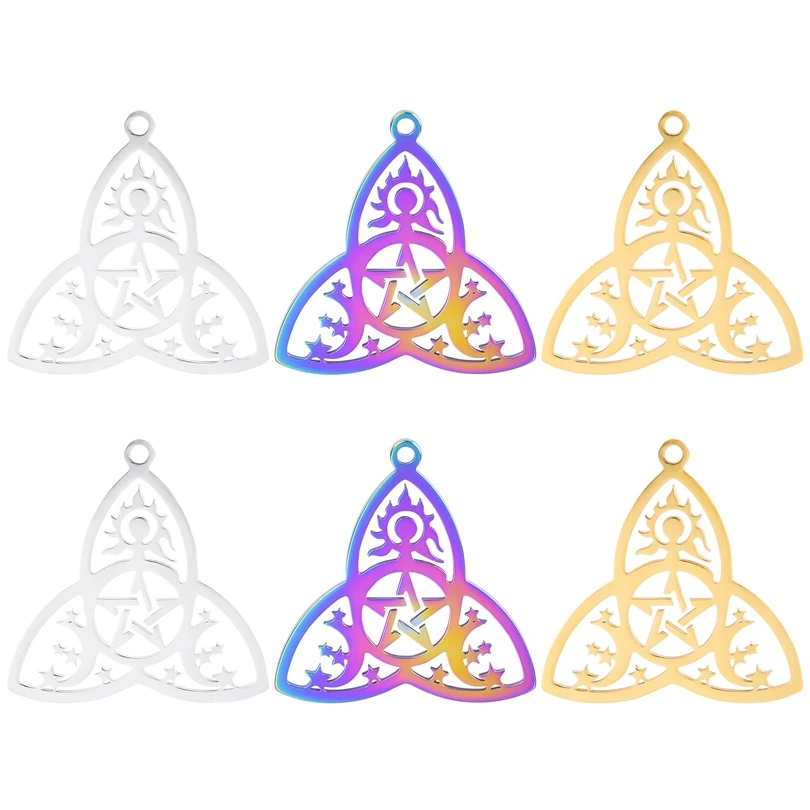

5pcs/Lot New Style Triangular Star Sun Moon Fashion Jewelry Making Finding Necklace Pendants Stainless Steel Charms Accessories
