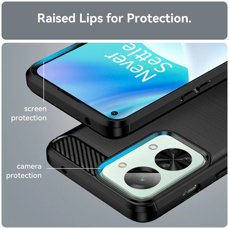 For OnePlus Nord 2T Case Cover For OnePlus Nord 2T Funda Shell Shockproof Soft Carbon Fiber Phone Bumper For OnePlus Nord 2T