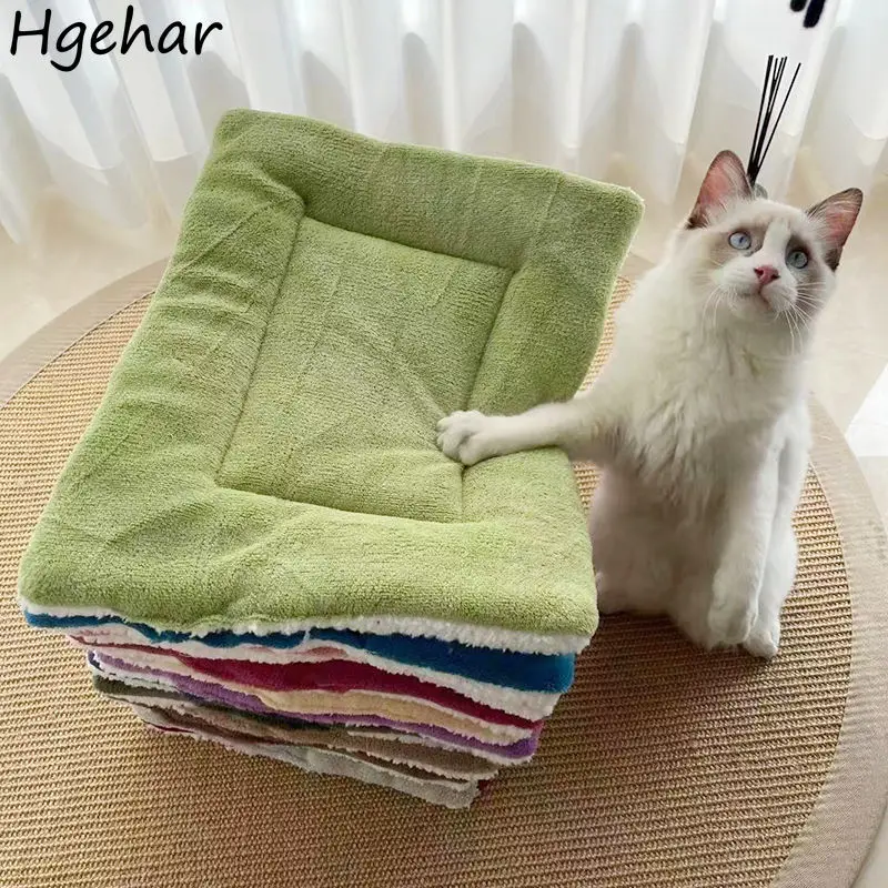 

Winter Coral Fleece Cat Bed Soft Breathable Sleeping Mat Simple Warm Washable Pets Litter Double-sided Pet Supplies Cats Product