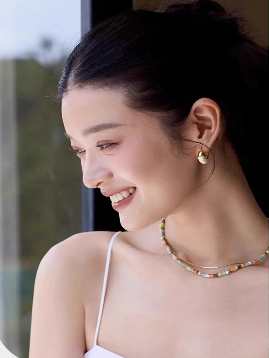 Серьги DD Blogger Same Sle французские серьги молочно-белая эмаль глазурь лоскутные