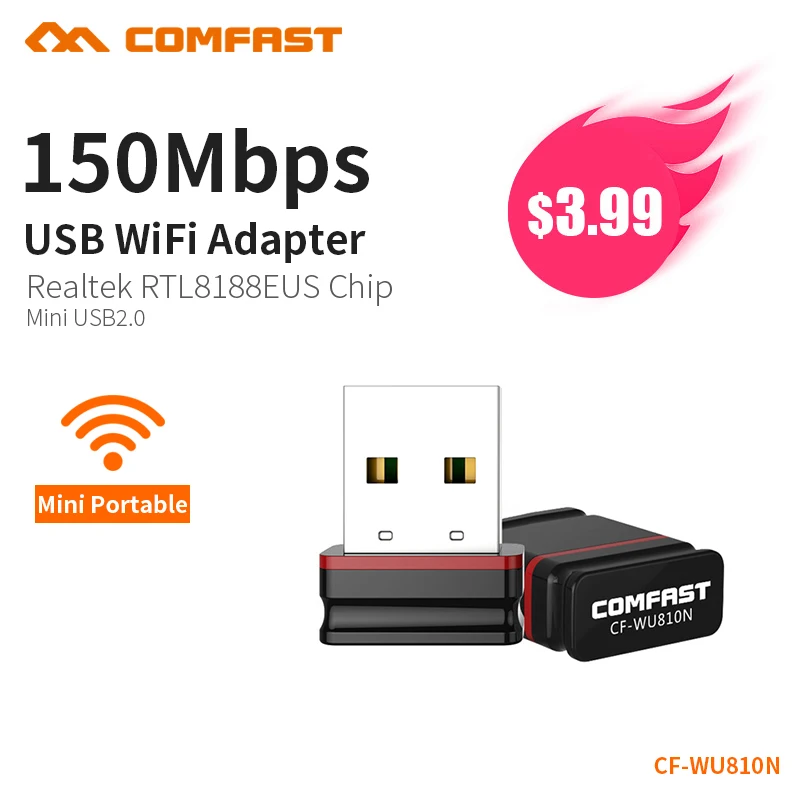 Беспроводной мини USB Wi-Fi адаптер 150 Мбит/с 802.11n для MAC WindowsXP/7/8/10 Vista Linux