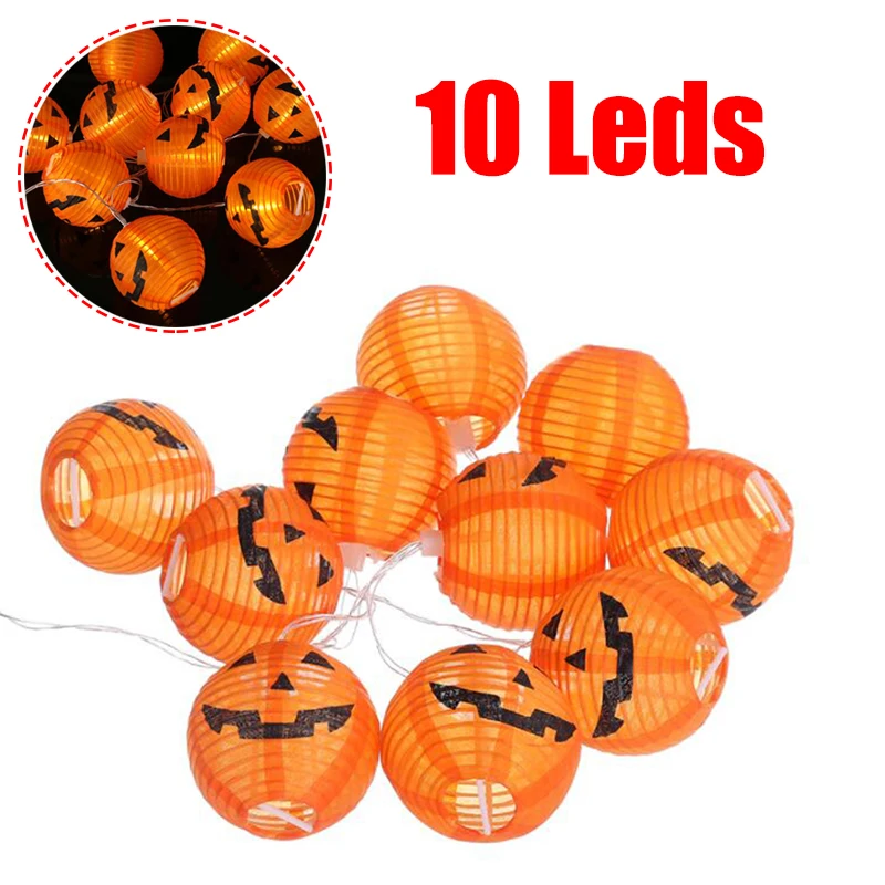

Halloween Pumpkin Lantern 10LEDs Hanging String Light Halloween Party Home Garden Haunted House Decor Curtain Hanging Lantern