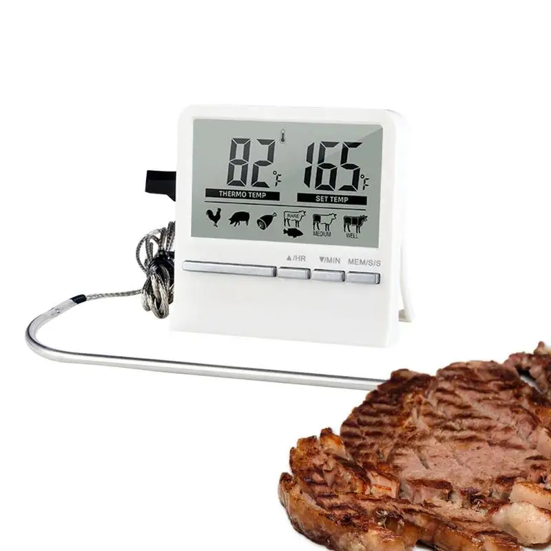 

Термометр для гриля, Точный Цифровой кухонный прибор с ЖК-дисплеем, из нержавеющей стали, для духовки, коптильни