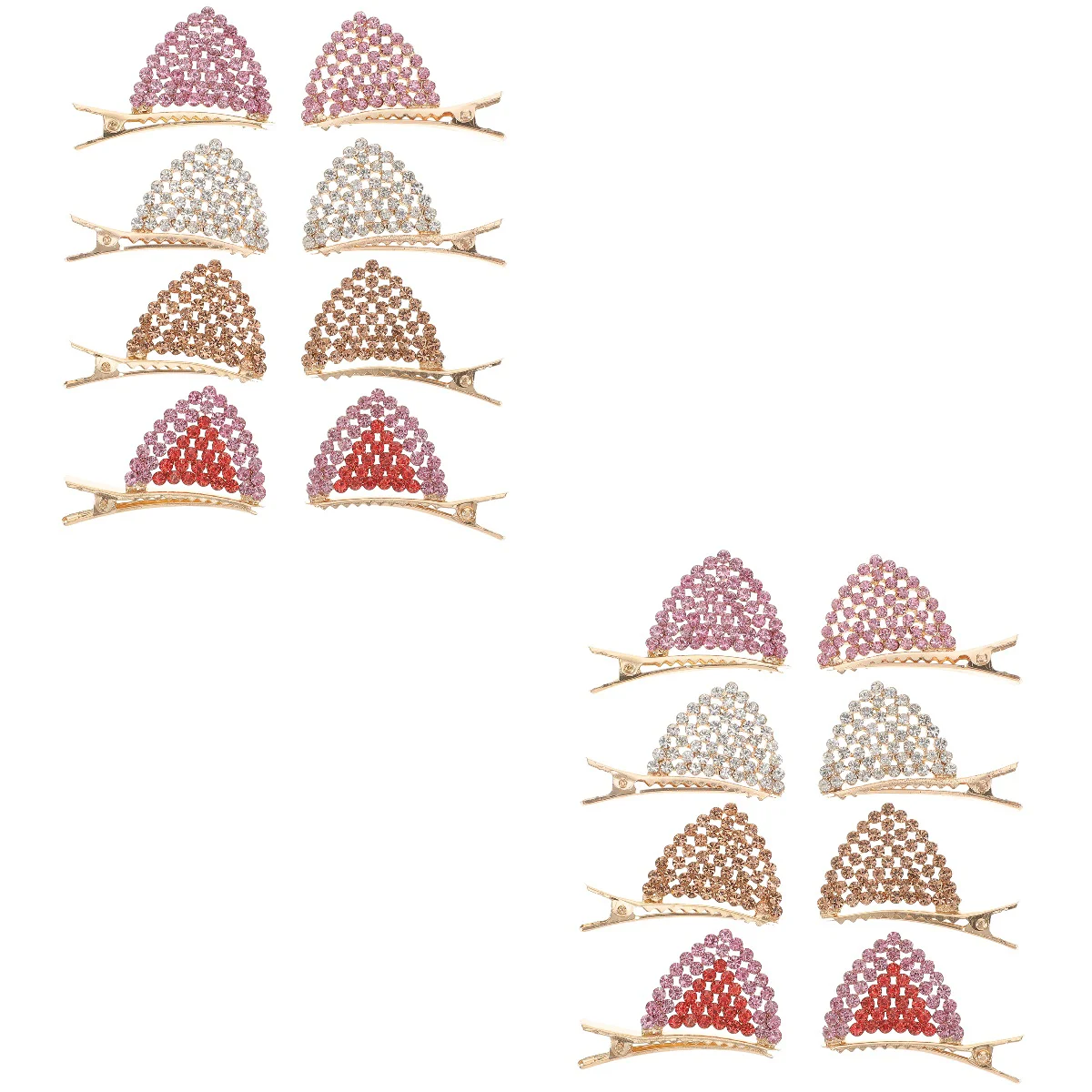 

8 Pairs Hairpin Cat Ear Hairpins Rhinestone Barrettes Fur Ears Kids Clips Alloy Child