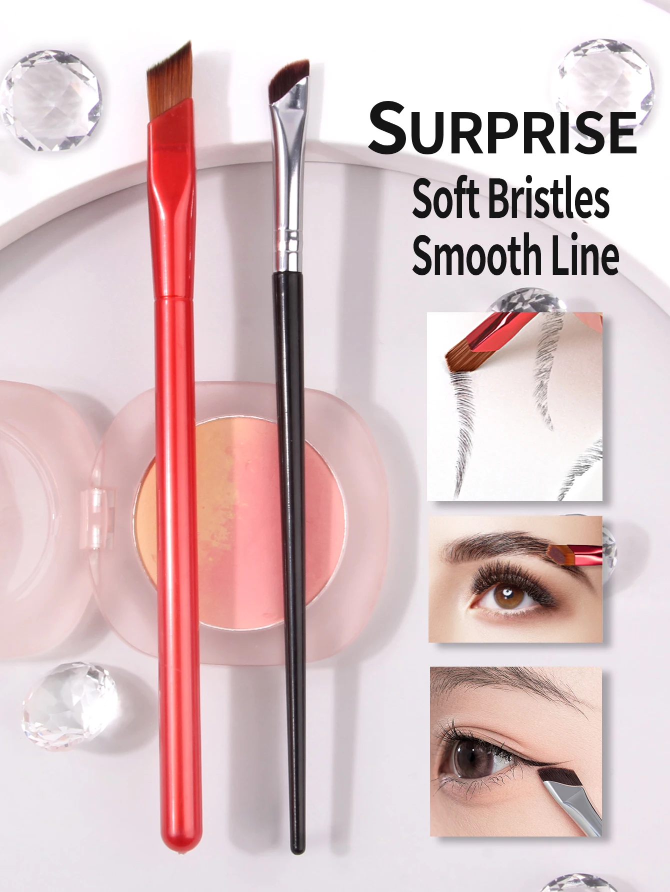 Ультратонкий Набор Кистей Для Бровей С Лезвием 2 Шт. Плоская Кисть Теней И