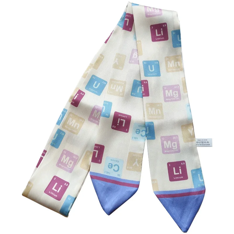

120cm*5cm New Letter Plaid Silk Scarf Artificial Silk Tied Bag Thin Narrow Strip Hair Band Scarf Handle Small women skinny scarf