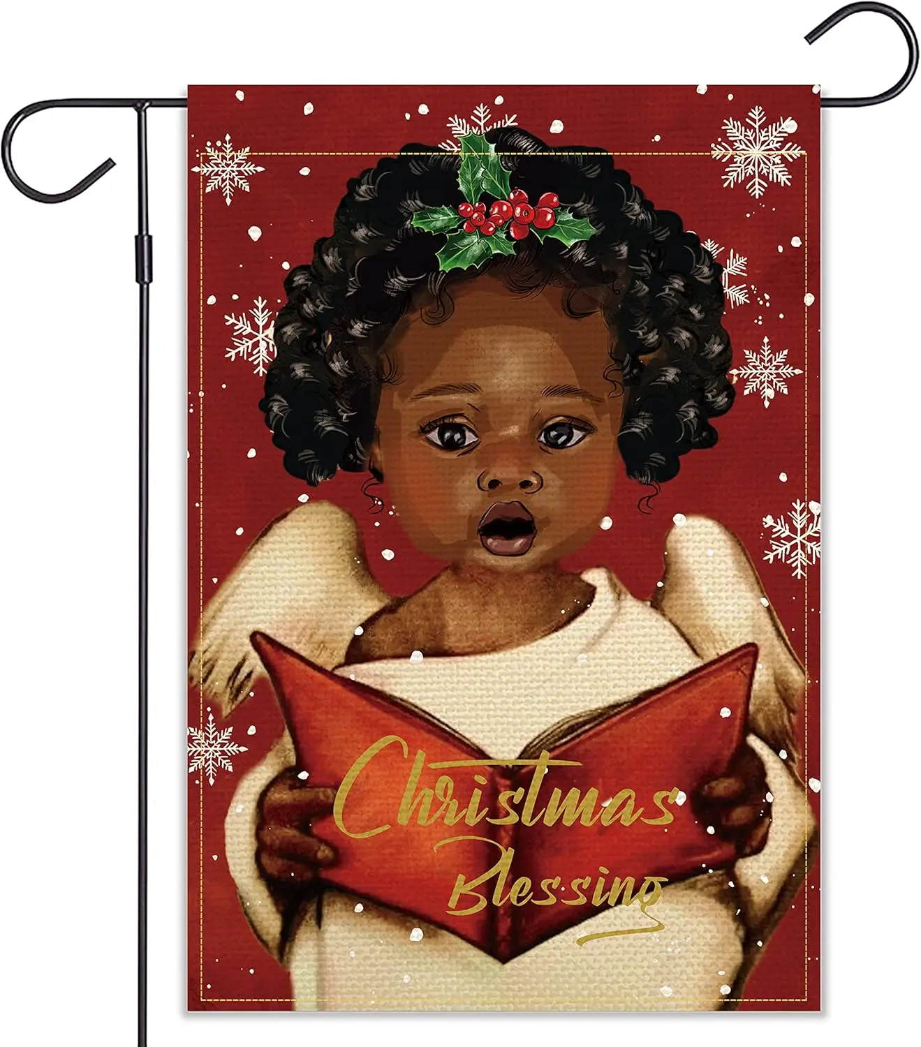 Balgardekor Рождественское благословение Черная девушка Флаг 12 x 18 дюймов