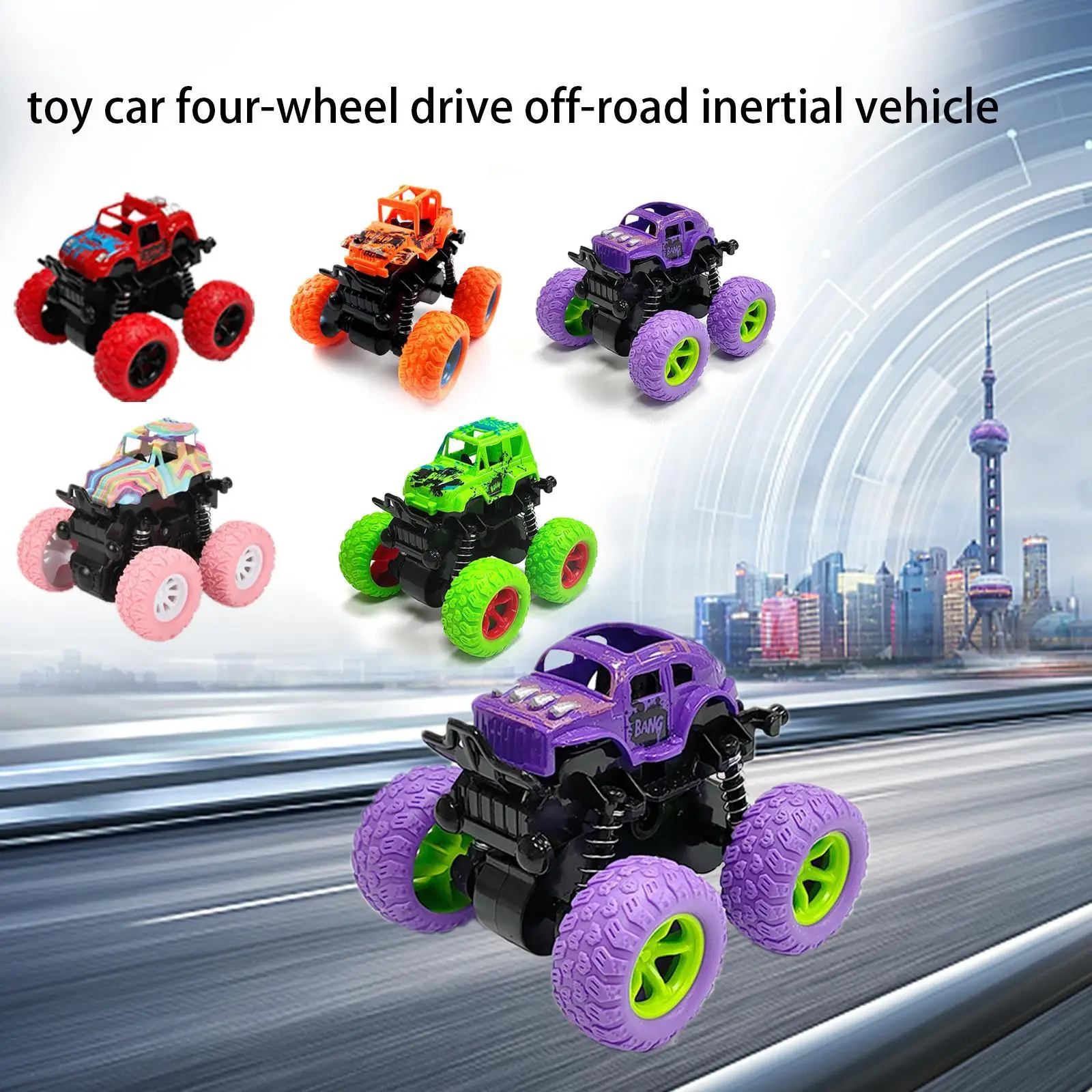 

Four-wheel Drive Off-road Vehicle Stunt Dumper Inertial Car Boy Toy Big Bike Dinosaur Pull Back Children's Toys