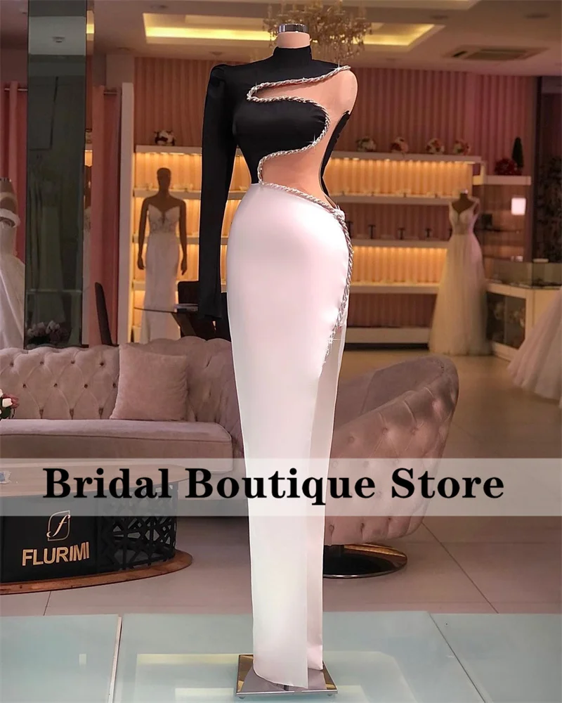 

Женское платье-Русалка на одно плечо, черно-белое коктейльное платье для вечеринок