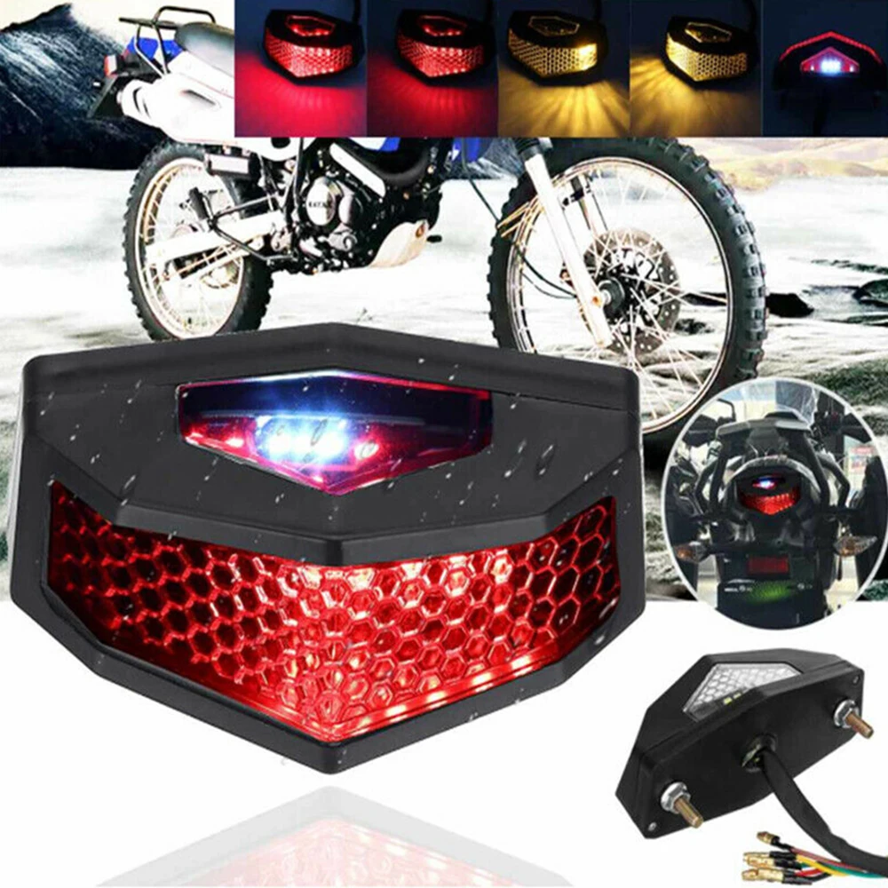 Guardabarros trasero LED Universal para motocicleta, luces traseras de freno de 12V, lámpara de señal de giro para motocicleta, Luz Retro para matrícula de Motocross