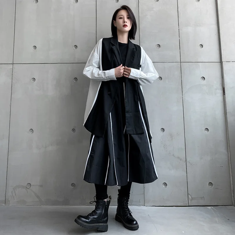 Женский блейзер GetSpring Новинка осени 2024 двубортный женский черный пальто модный