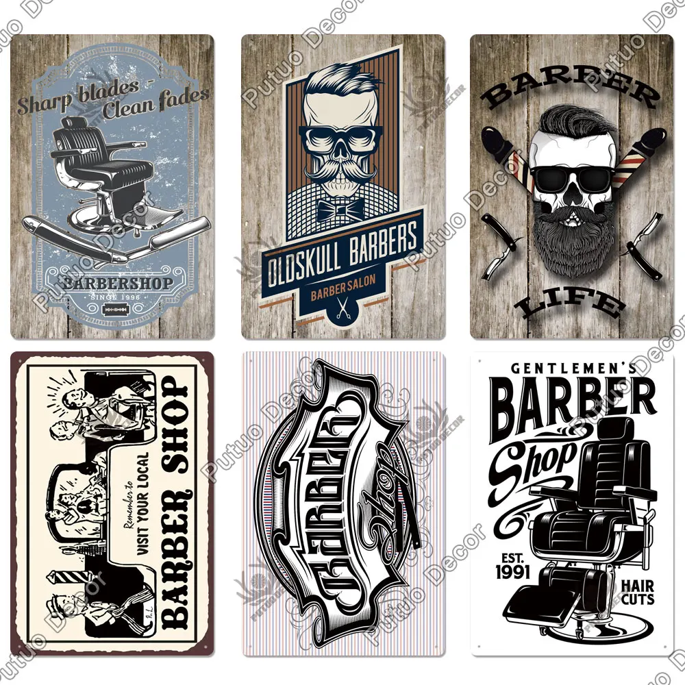 Винтажный Металлический Плакат Putuo Ретро-парикмахерская Настенный