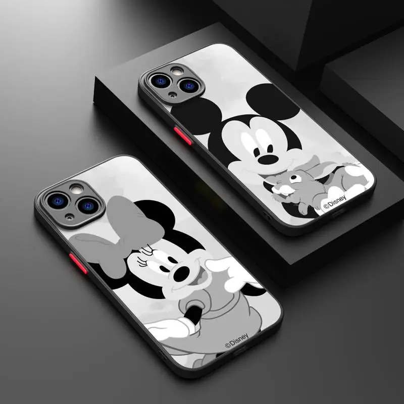 

Matte Phone Shell For iPhone 11 Case For iPhone 14 13 12 Pro Max Mini X XR Xs 8 6 7 Plus Bumper Cover Mickey Minnie Mouse Rabbit