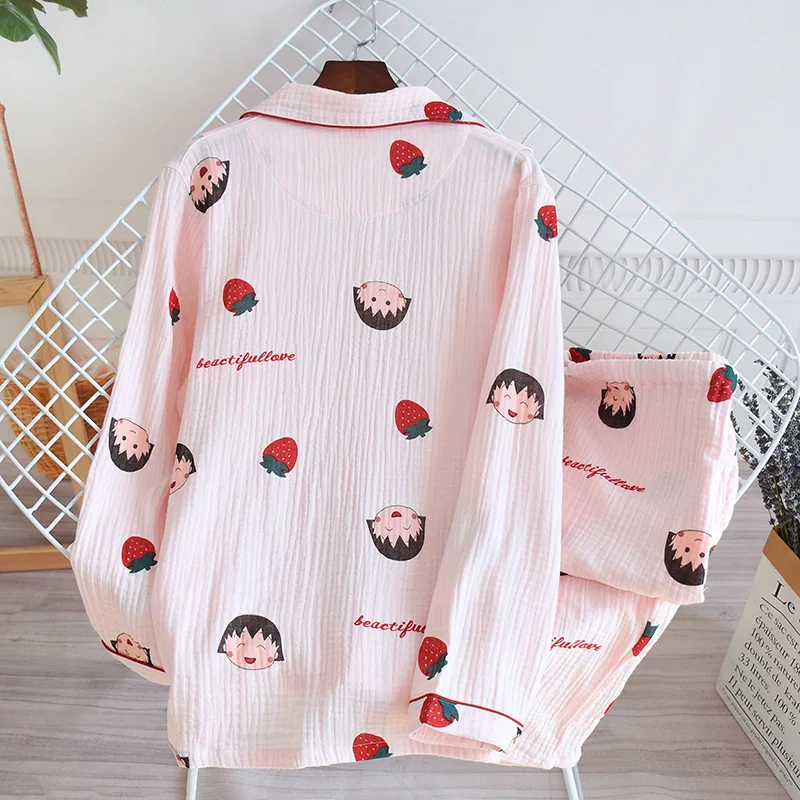 Nursing Pijamas Suit Cotton-washed Crepe Spring Summer Lapel Fall Thin Soft Breathable Confinement Clothes Loungewear Sleepwear