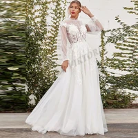 viktoria modern wedding dresses sweetheart custom made court train zipper a line appliques bodice long sleeves vestidos de novia