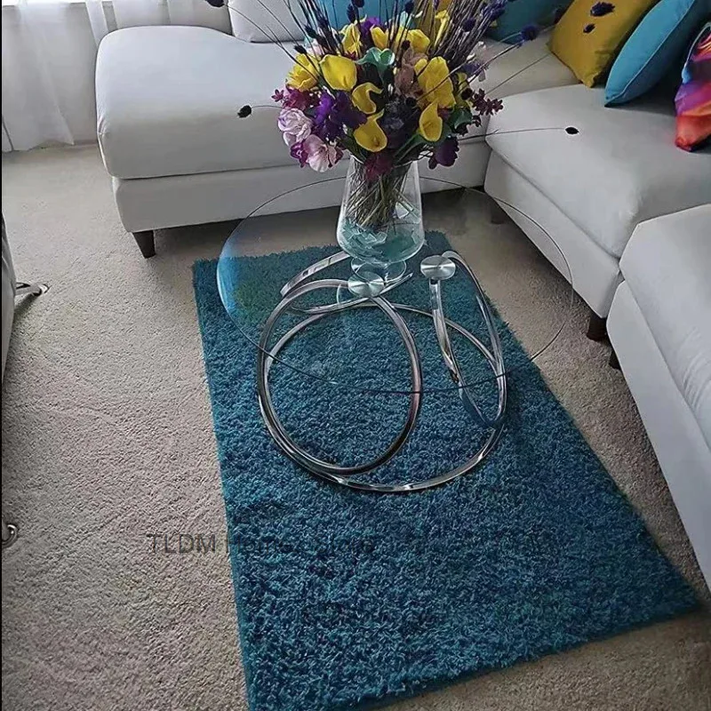 Роскошный журнальный столик стеклянный мобильный круглый маленький элегантный