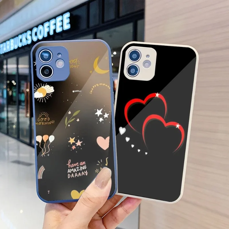 

Чехол для телефона с сердечками для IPhone 14, 13, 12, 11 Pro Max, X, XR, XS, 8, 7 Plus, цветной чехол из жидкого стекла