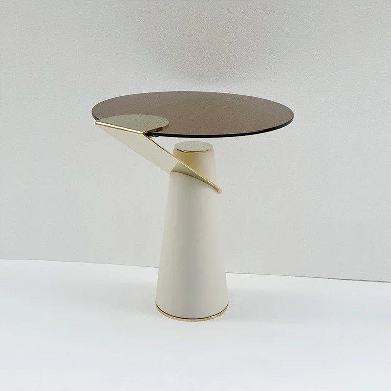 Высококачественный боковой столик для дивана из закаленного стекла кожаный зала