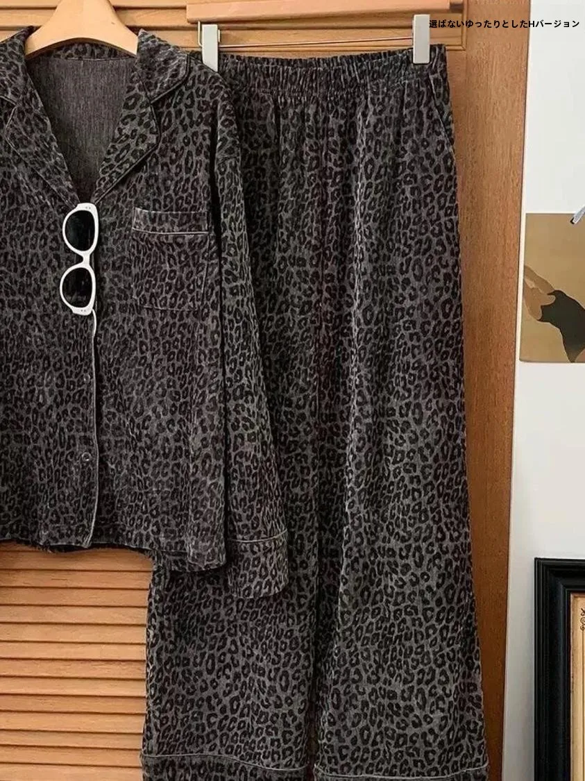 Серые теплые пижамы Sin Glee с леопардовым принтом Dralon осенне-зимний женский новый