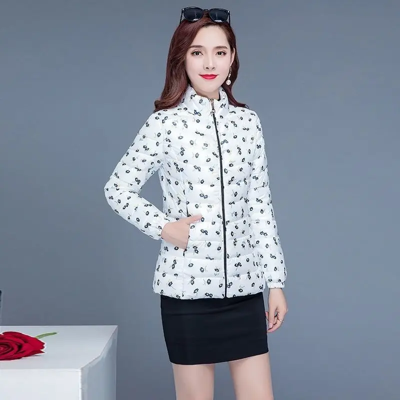 

Jacket Women Winter New 2022 Winter Coat Women Parkas Short Slim Thick Warm Printing Cotton Coats Female Jackets Black Fashion