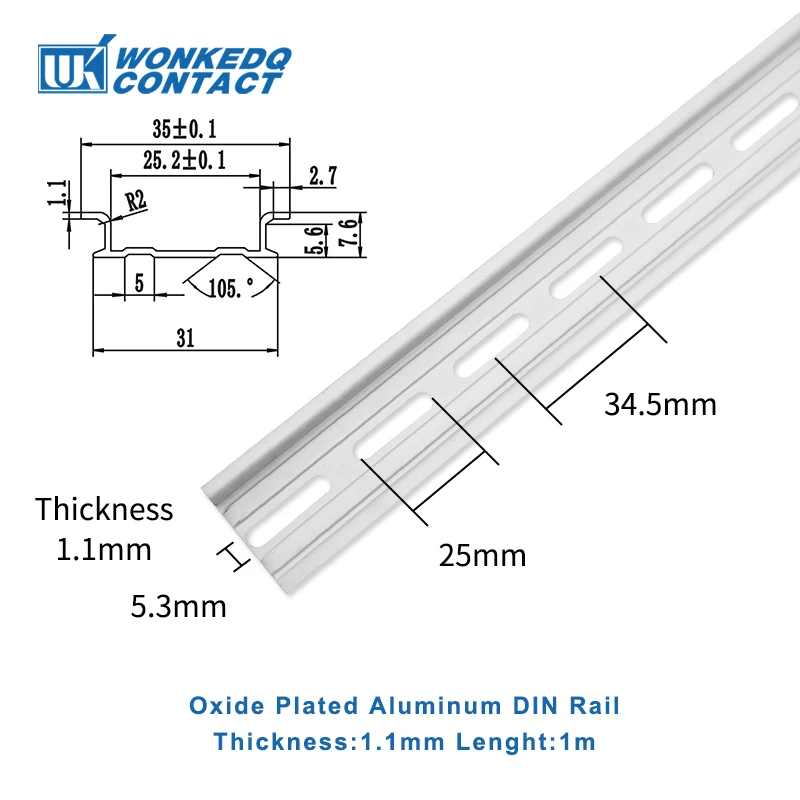 

DIN-рейка WONKEDQ NS35-S-1.0 NS35-AL-1.5 стальная/алюминиевая 1/1.5 мм