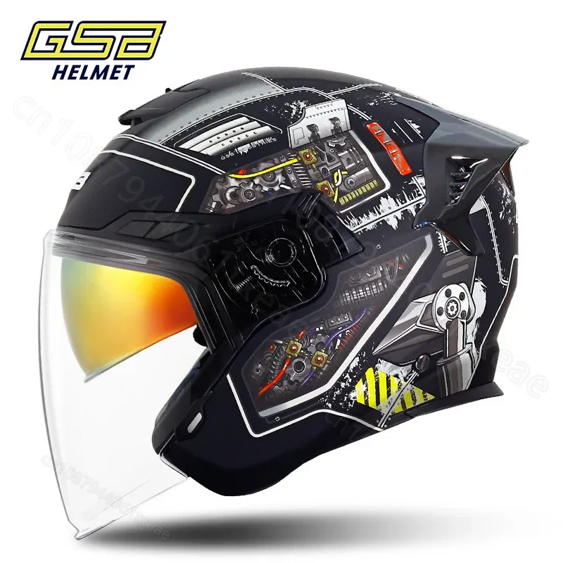 

GSB 263 мотоциклетный шлем с двумя линзами, полузакрытый, электрический мотоцикл, скутер, Мотокросс, уличный мужской рыцарский шлем