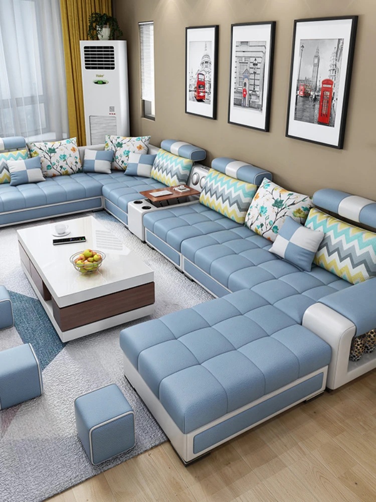 

Cloth Sofa Modern Simple Nordic Large Family Living Room Packaged Latex Technology Cloth Sofa Furniture Combination