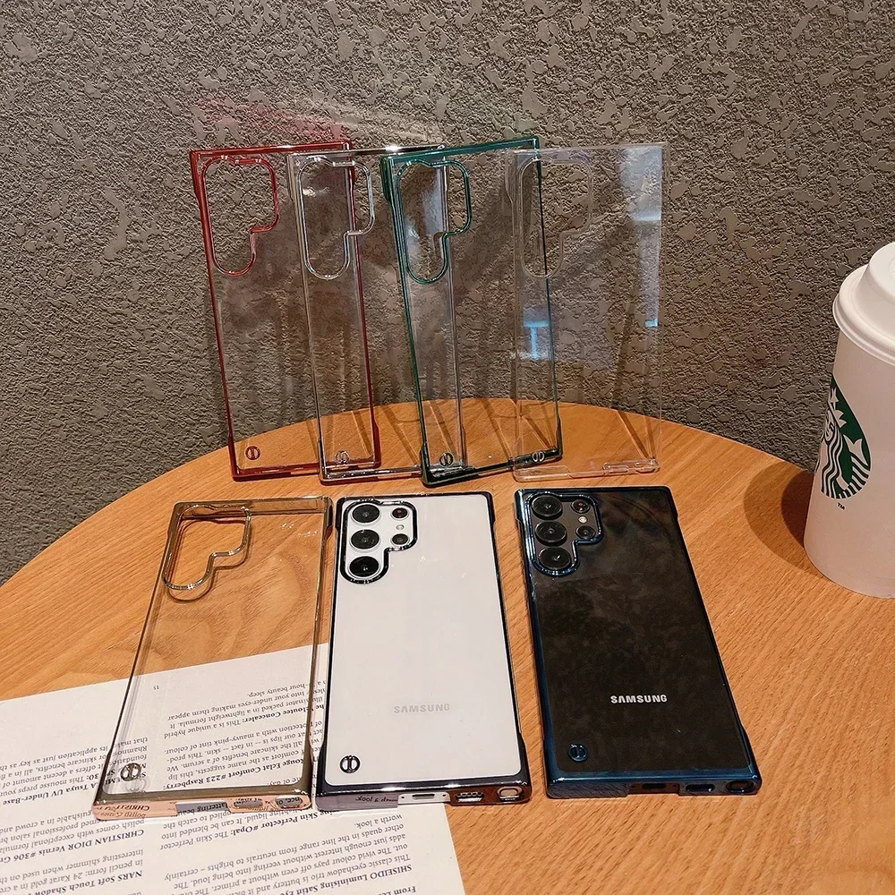 Гальванический Бескаркасный чехол для Samsung Galaxy S23 S24 Ultra S22 S21 FE Note20 тонкий