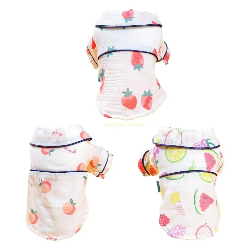 

Пижамы для домашних животных, домашние пижамы, ночная рубашка для щенков с принтом фруктов, Прямая поставка