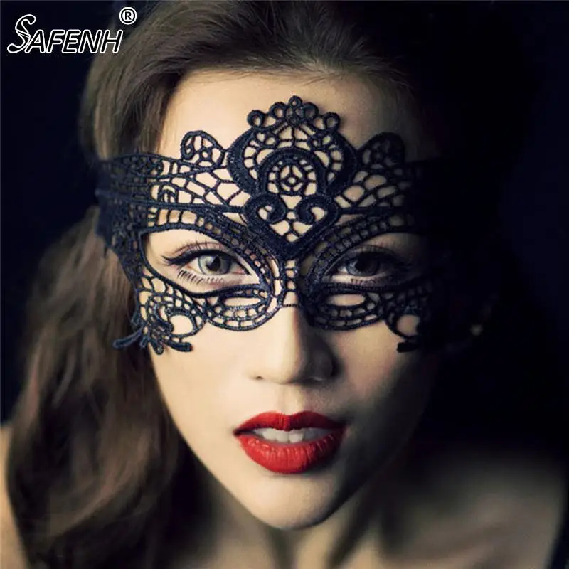 

Fashion Mask Sexy Black Lace Hollow Mask Goggles Nightclub Queen Female Sex Lingerie Cutout Eye Masks for Masquerade