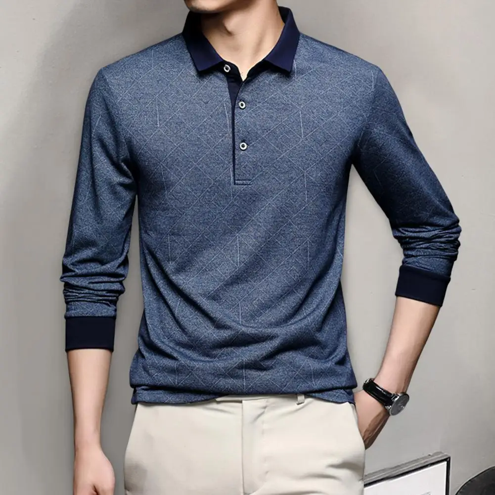 

Рубашка-поло мужская с длинным рукавом, модная однотонная Повседневная Уличная одежда свободного кроя, деловой офисный топ в клетку с лацканами, весна-осень