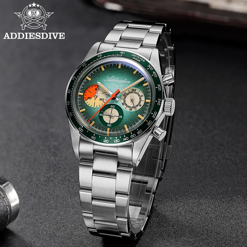 Фото Новые кварцевые наручные часы ADDIESDIVE Luxury 0S20, мужские часы с хронографом AD2551 C3, светящиеся, водонепроницаемые до 100 м, из нержавеющей стали 316L №2